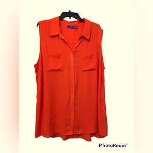 Apt. 9 orange sleeveless button up blouse 2X